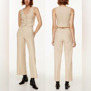 NWT Aritzia Beige Fountain Wide Leg Pants